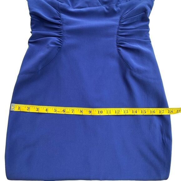 ADRIANNA PAPELL Cornflower Blue Ruched Pleated Dress Sheath Cocktail Size 6 - Picture 10 of 15